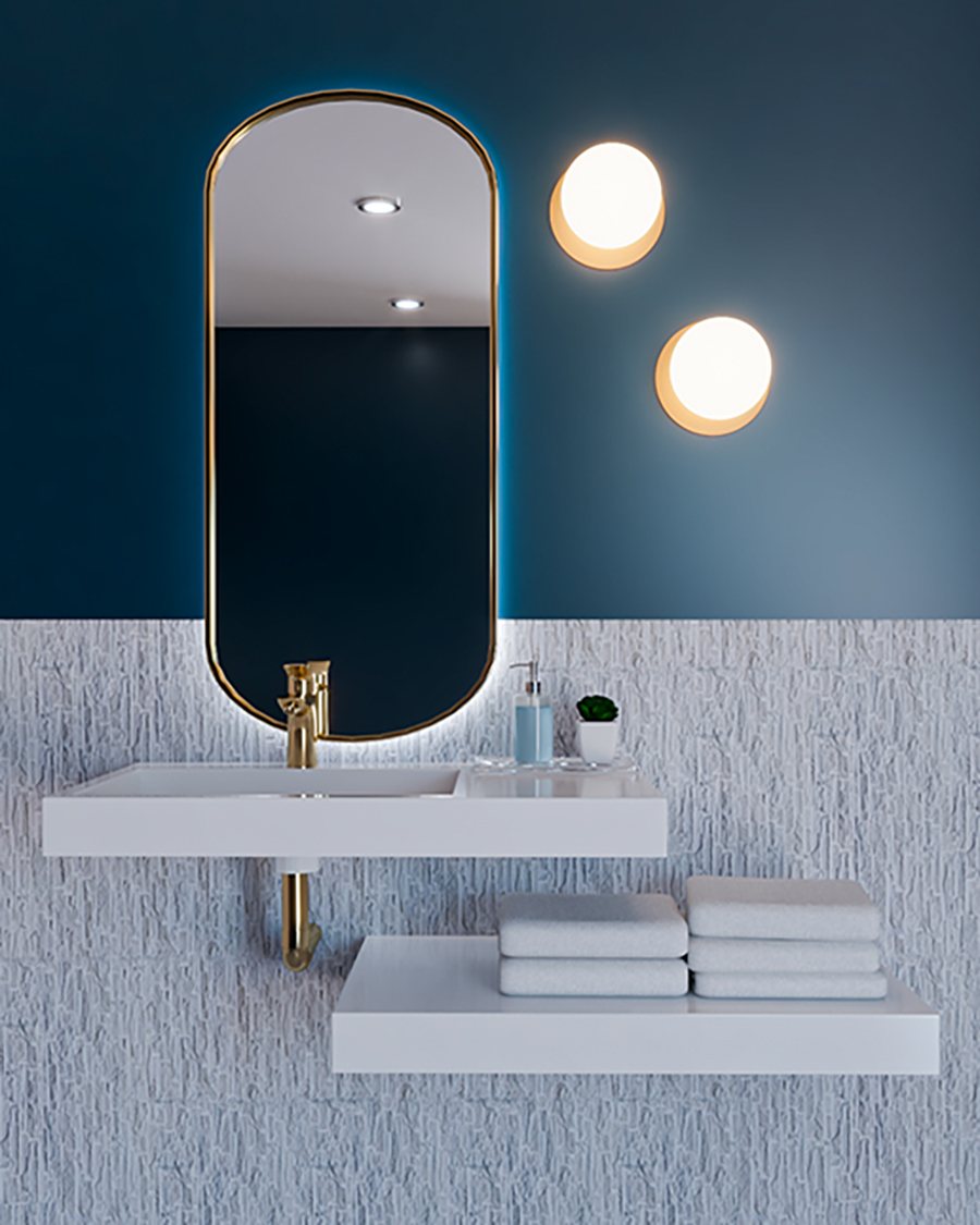 Lavabo Superficie Sólida en azul profundo